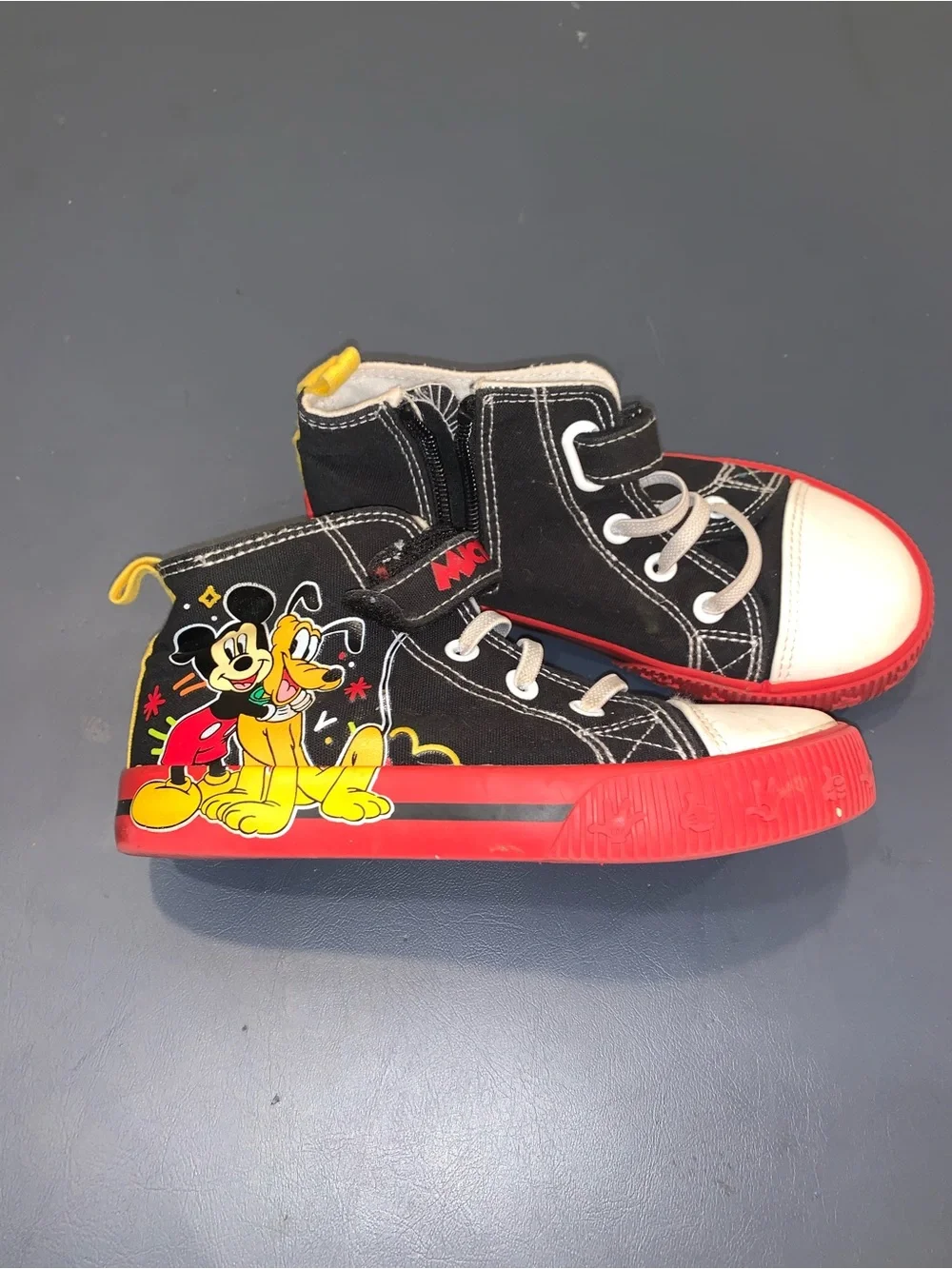 Disney Black and Red High-Top Kids Sneakers with White Toecaps